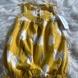 Mustard & White Baby Girl Romper